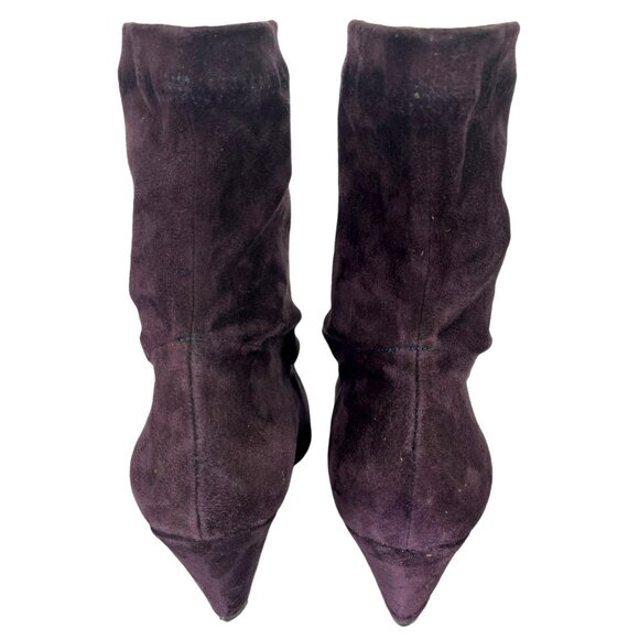 Robert Clergerie Paris Purple Plum Suede Ankle Boots Pull On Stretch Size 10 - Picture 2 of 8